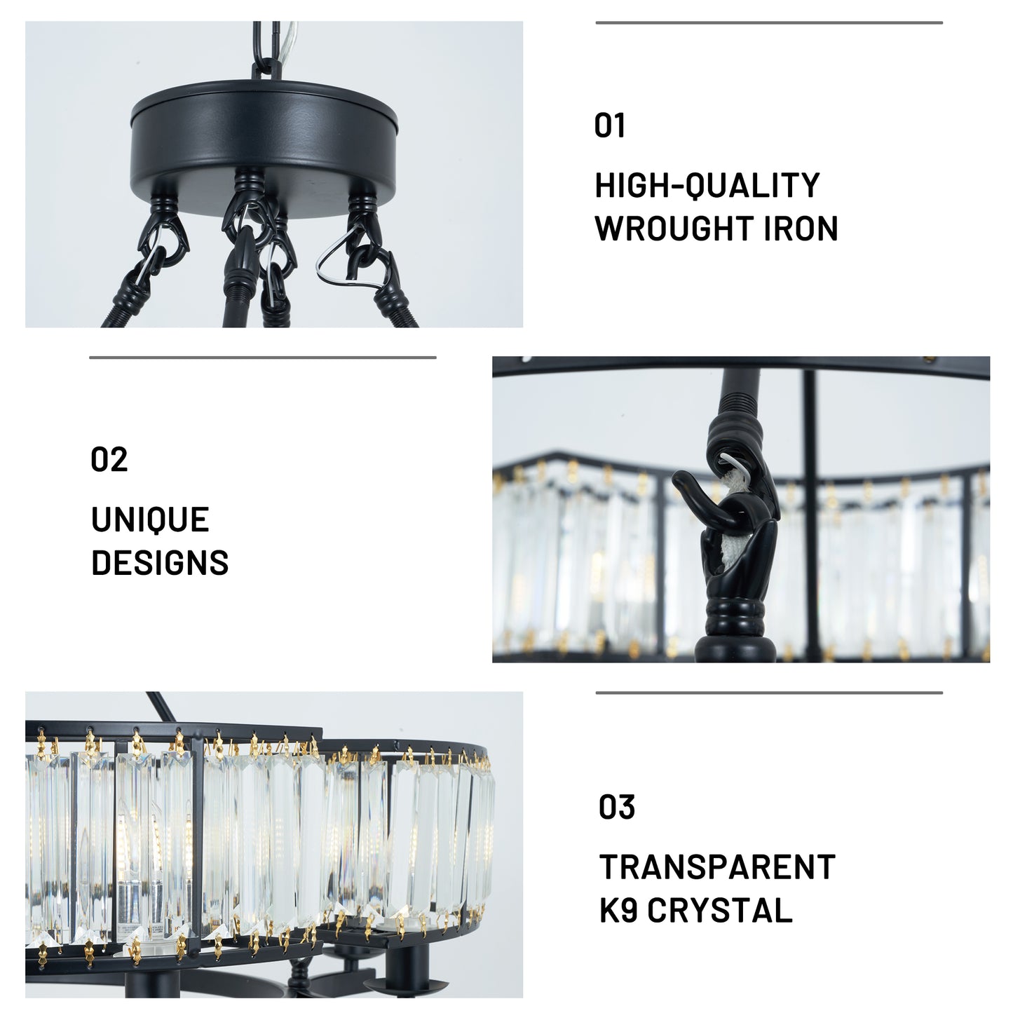 8-Light Black Simple Chandelier DS-SL08