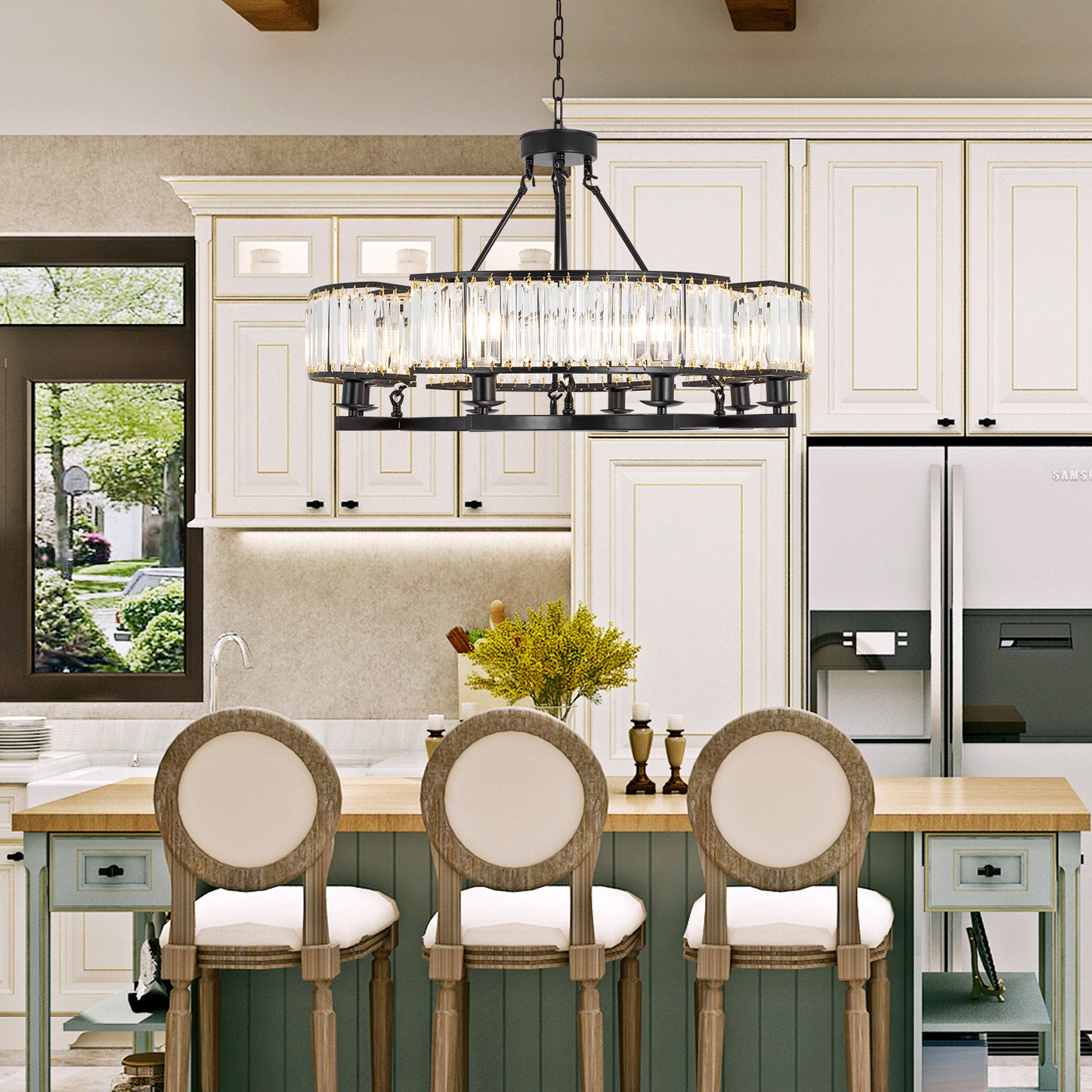 8-Light Black Simple Chandelier DS-SL08
