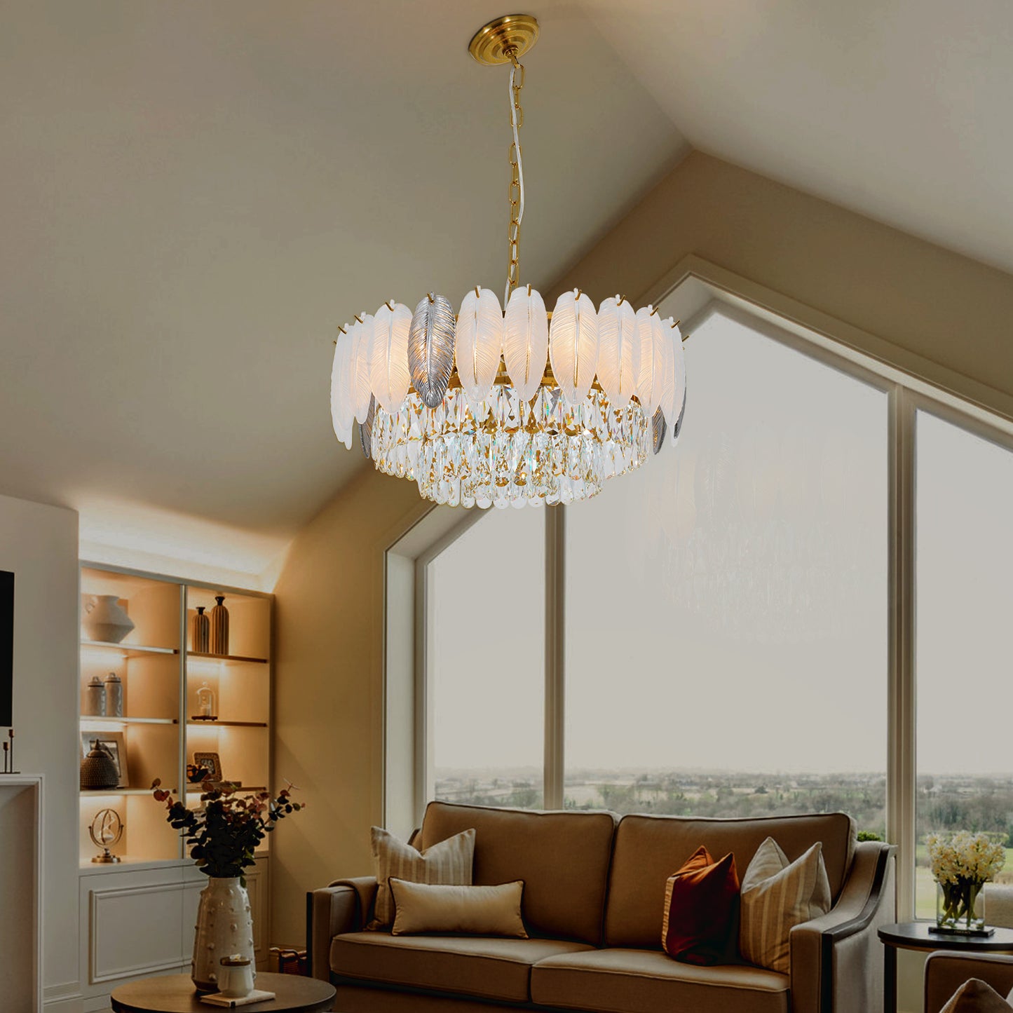 Feather Elegant Adjustable Crystal Chandelier DS-SQ28