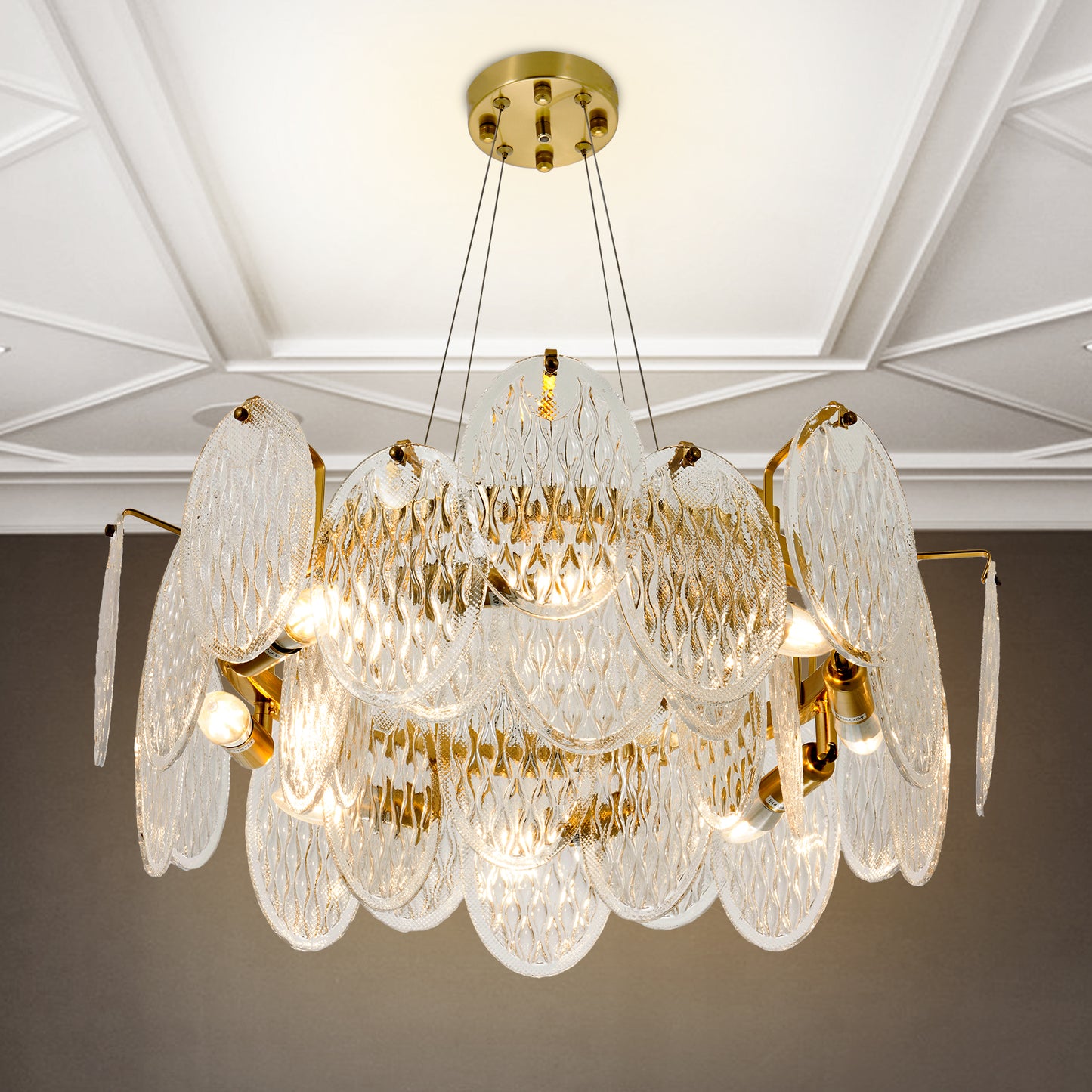 French Luxury Modern Gold Glass Chandelier DS-SQ29