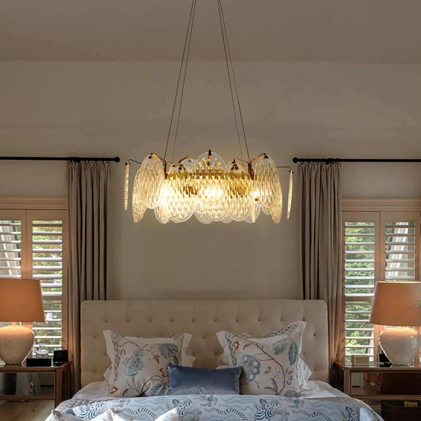 French Luxury Modern Gold Glass Chandelier DS-SQ29