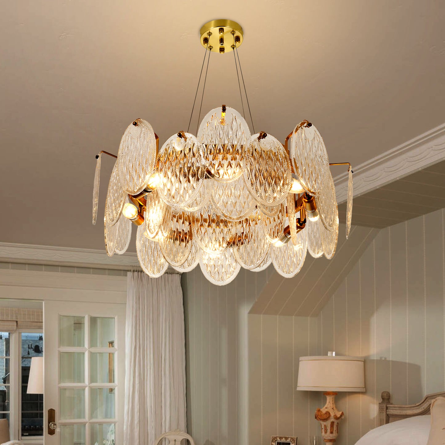 French Luxury Modern Gold Glass Chandelier DS-SQ29