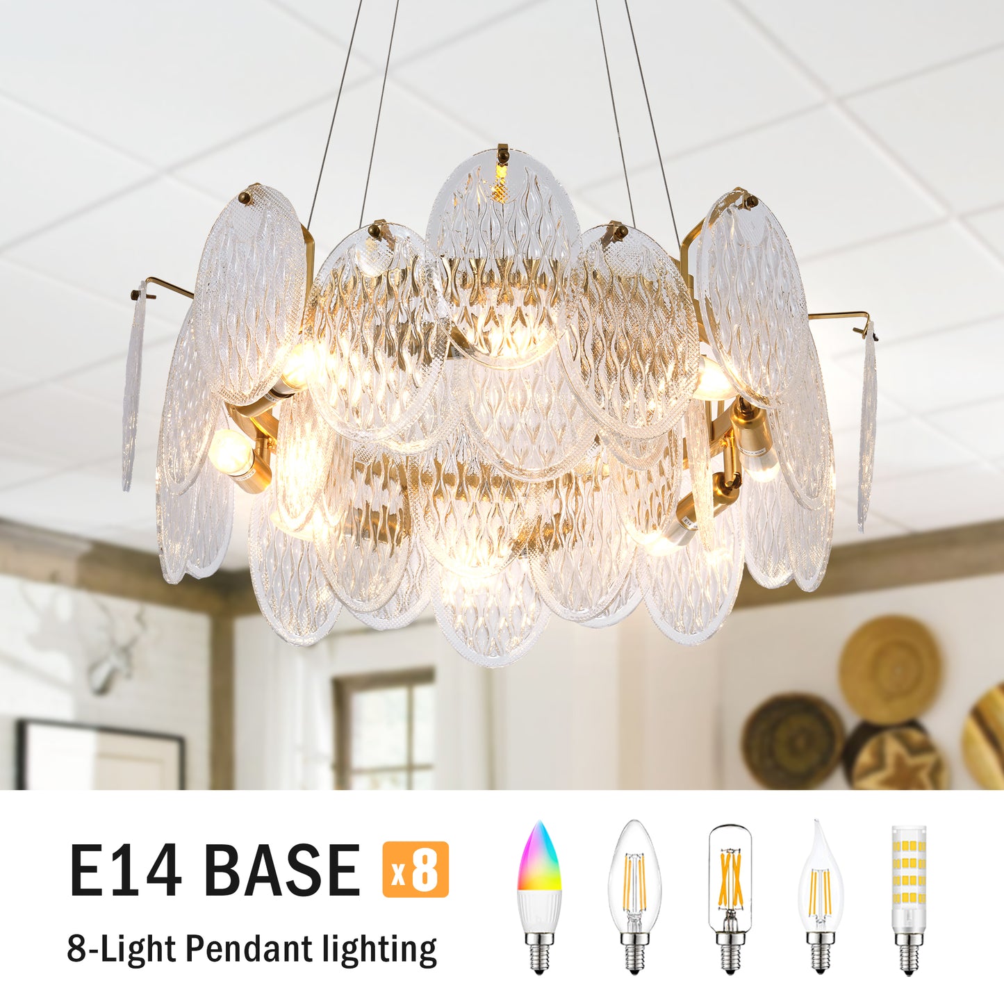 French Luxury Modern Gold Glass Chandelier DS-SQ29