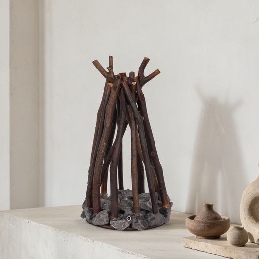 Rustic Campfire Table Lamp with White Noise | 3 Modes Rechargeable Flameless LED Fire Light