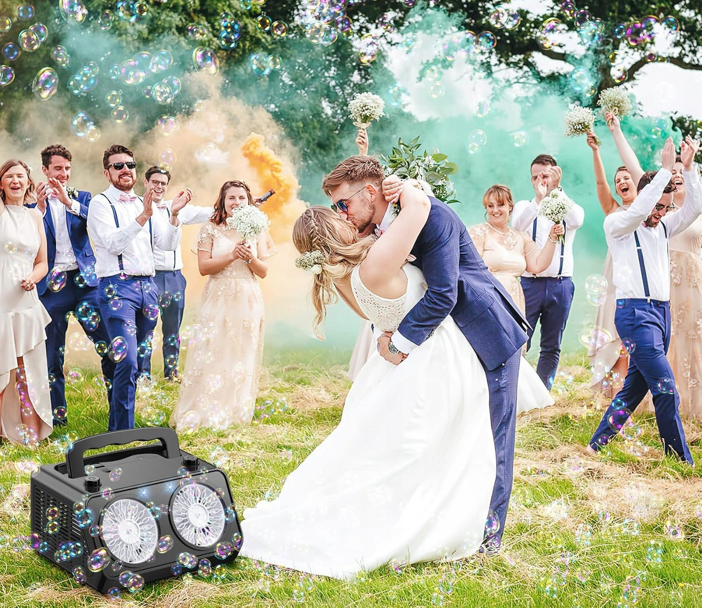 Durable Automatic Bubble Machine Blower for Kids with 2 Speed, Indoor Outdoor