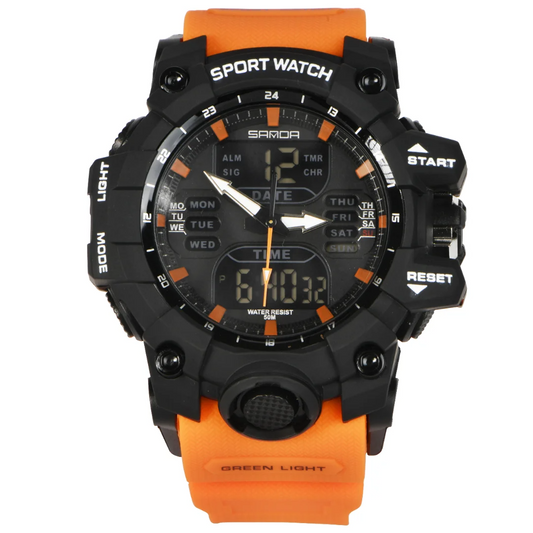 Men's Watch Sports Military Quartz Watch 50 m Waterproof Watch Men's LED Digital Clock 6162- Quartz Watch