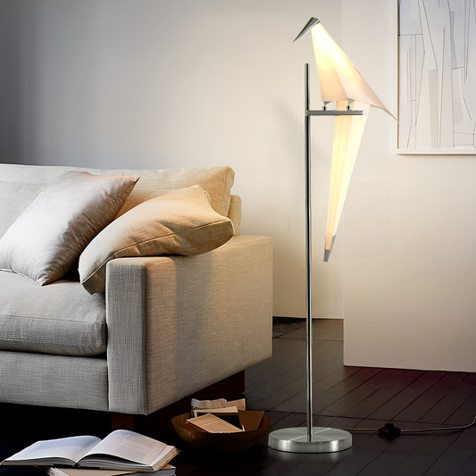 63"Thousand Origami Crane Floor Lamp Silver DS-SL65