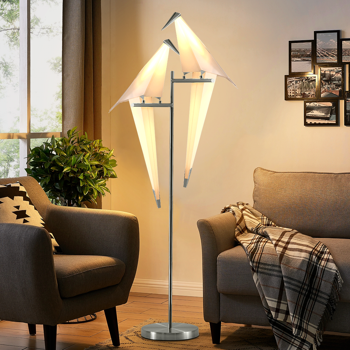 68" Origami Crane Bird Floor Lamp DS-SL64