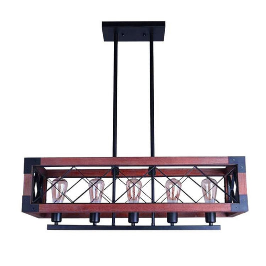 Iron Art Wood Color Chandelier DS-DY27