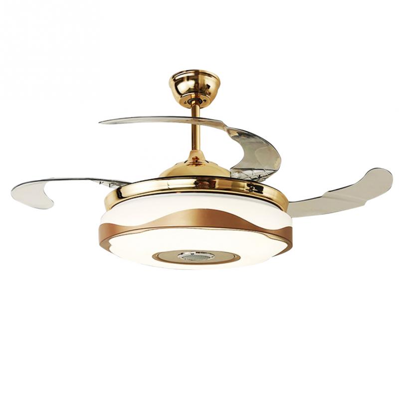 42" Smart Bluetooth Music Player Ceiling Fans with LED Colorful Light Retractable Blades Chandelier DS-TT61