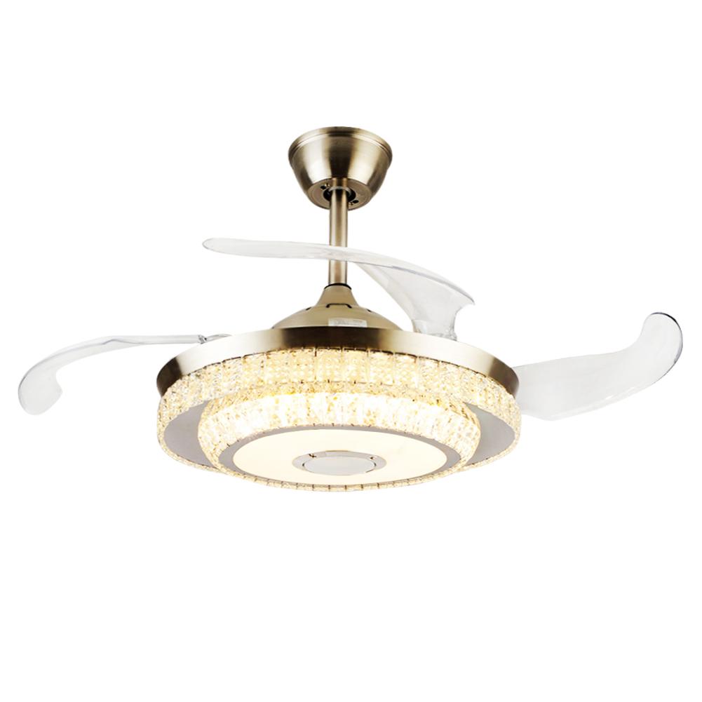 42" Silver Bluetooth Crystal Invisible Ceiling Fan with Light DS-FR19