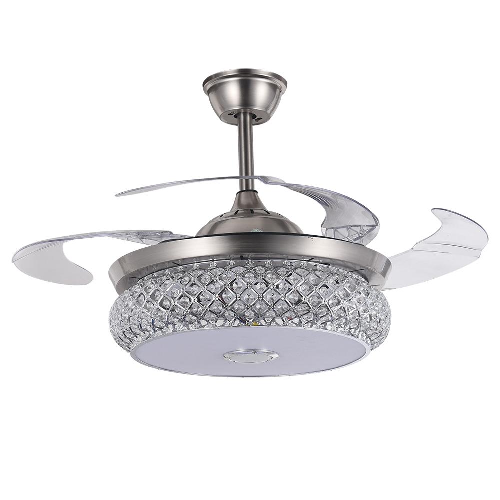 42" Silver Living Room Bluetooth Invisible Ceiling Fan with Light DS-FH42