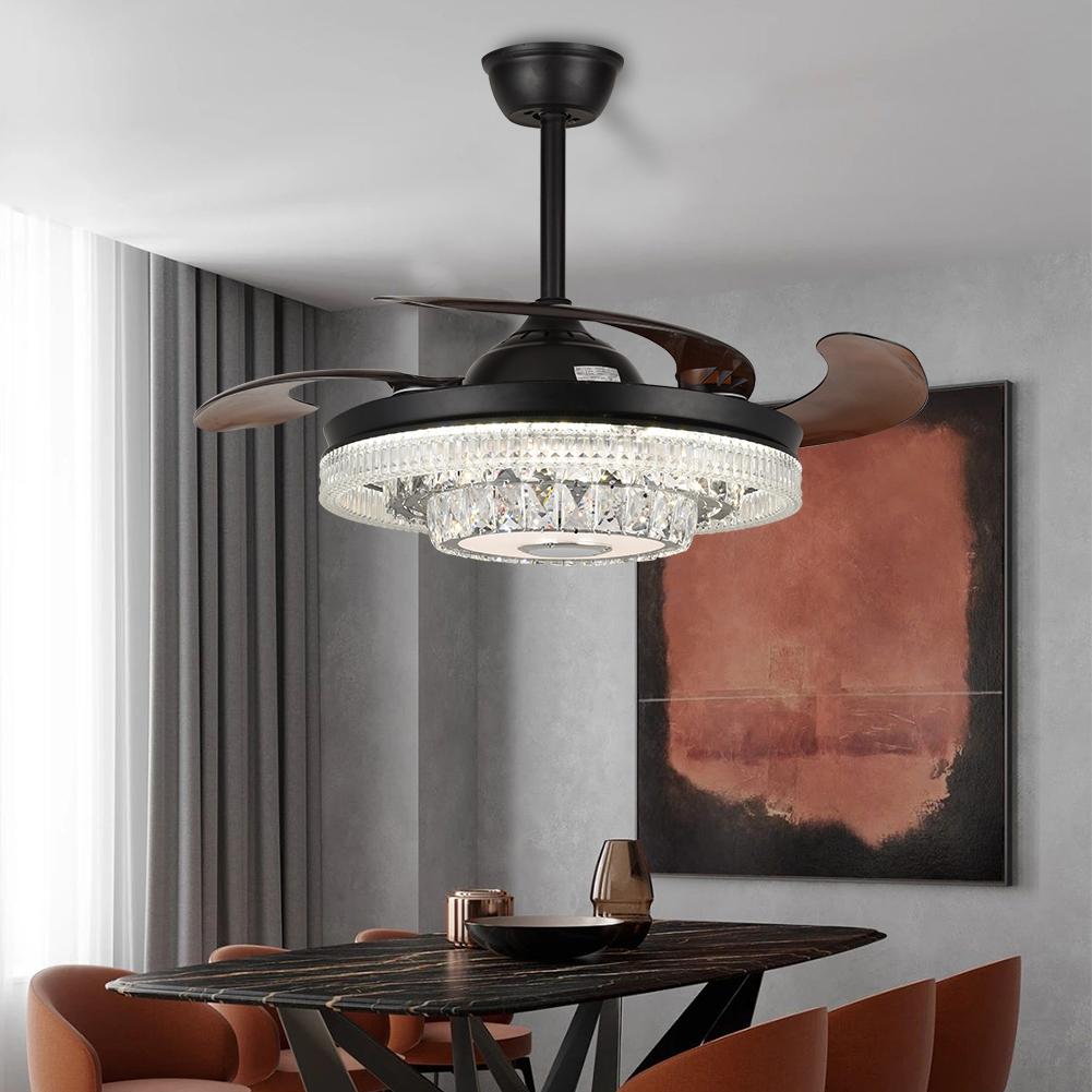 42" Modern Variable Frequency Crystal Ceiling Fan with Light DS-FH15