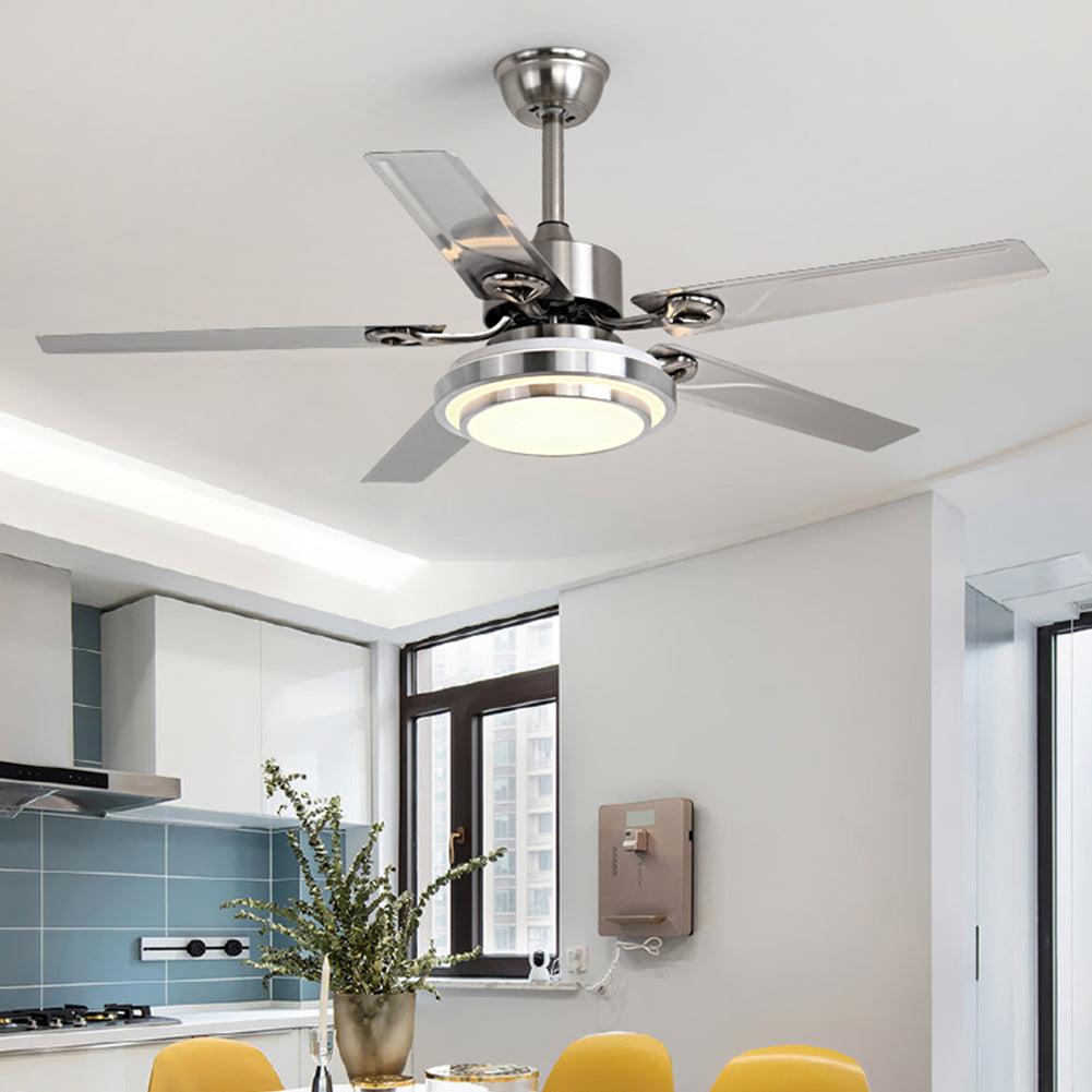 42" 5-Leaf Stainless Steel Three-Tone-Light Fan with Light DS-LN122