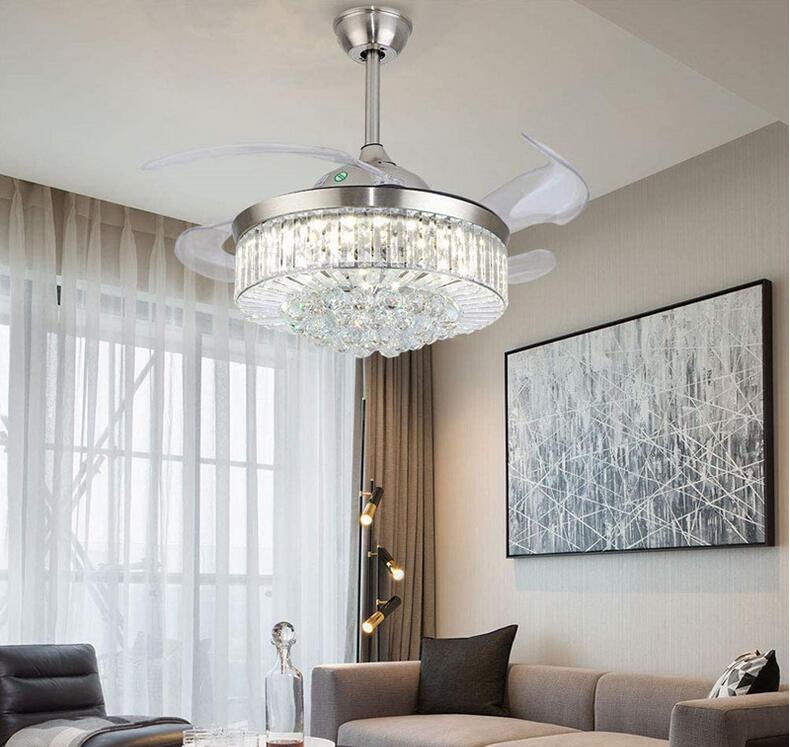 42" Silver Crystal Ceiling Fan with LED Lights (110v) DS-LB08