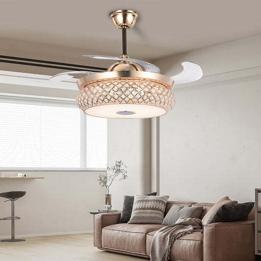 42" Golden Living Room Ceiling Invisible Fan with Light DS-FH43