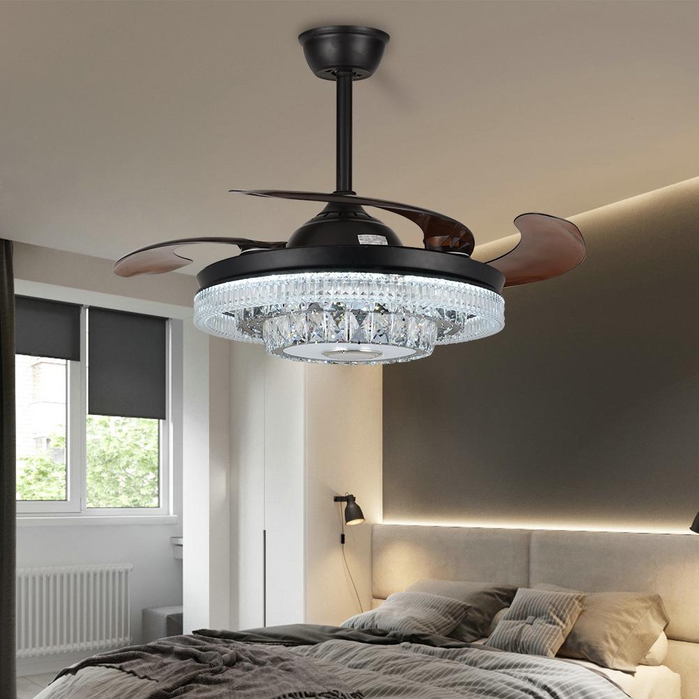 42" Modern Variable Frequency Crystal Ceiling Fan with Light DS-FH15