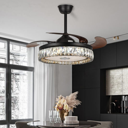 42" Modern Bluetooth Crystal Ceiling Fan with Light DS-FH32