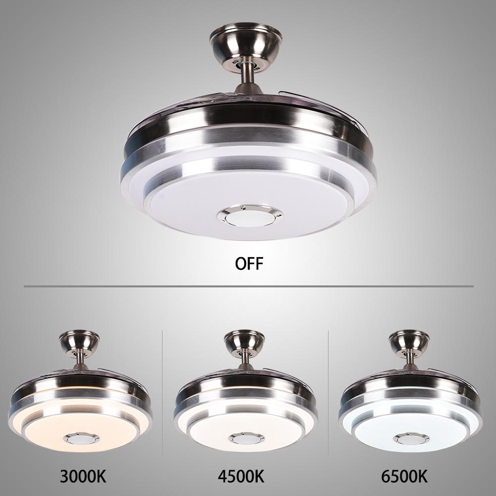42" Tri-Color Bluetooth Invisible Ceiling Fan Chandelier DS-FZ06