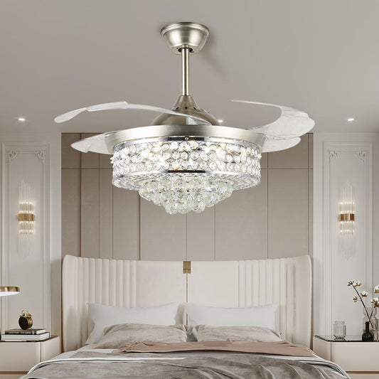 42" Crystal Invisible Ceiling Fan with Light DS-FZ189