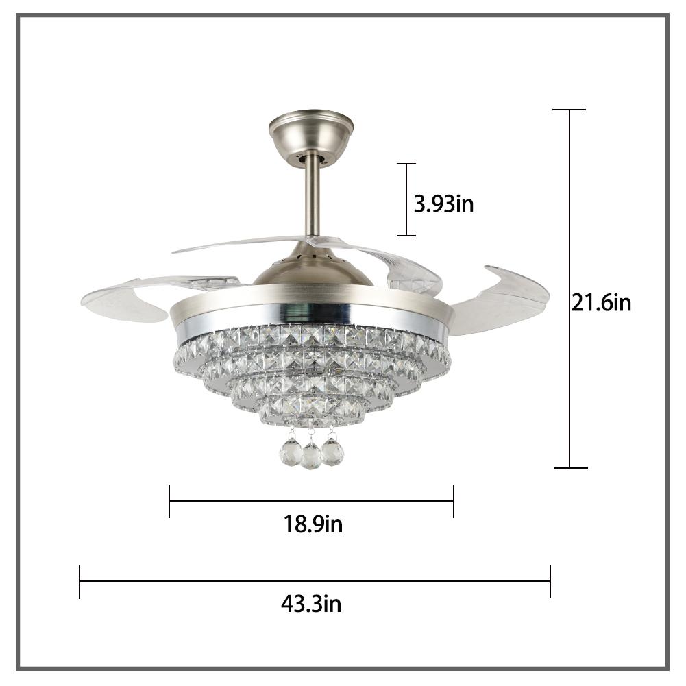 42" LED Invisible Crystal Fan Chandelier DS-FZ112