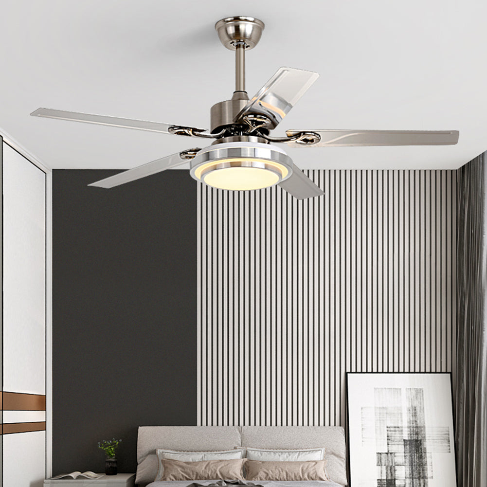 42" 5-Leaf Stainless Steel Three-Tone-Light Fan with Light DS-LN122