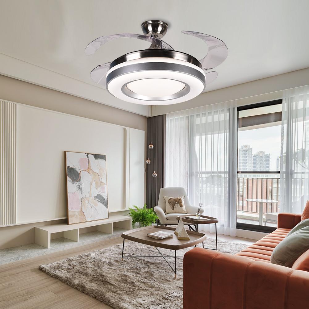 42" Silver Frame Invisible Ceiling Fan with Light DS-FZ47