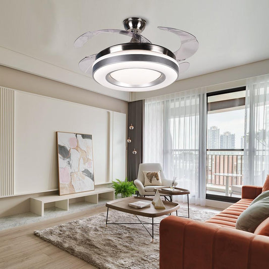 42" Silver Frame Invisible Ceiling Fan with Light DS-FZ47