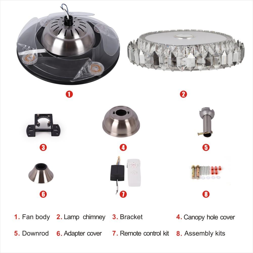 42" Fashion Crystal Bluetooth Ceiling Fan with Light DS-FH34