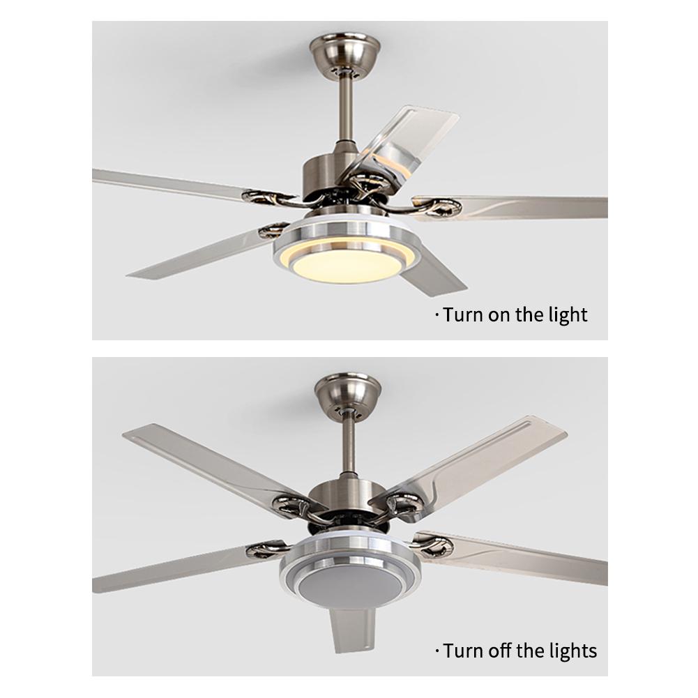 42" 5-Leaf Stainless Steel Three-Tone-Light Fan with Light DS-LN122