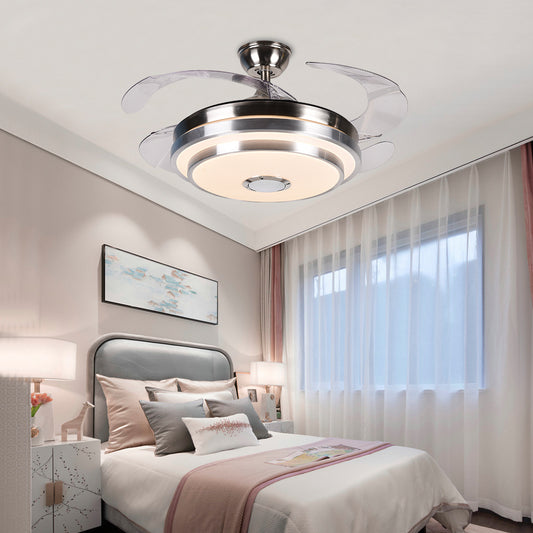 42" Tri-Color Bluetooth Invisible Ceiling Fan Chandelier DS-FZ06