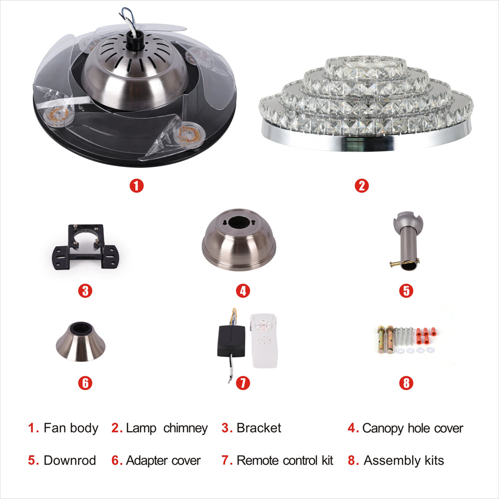 42" LED Invisible Crystal Fan Chandelier DS-FZ112