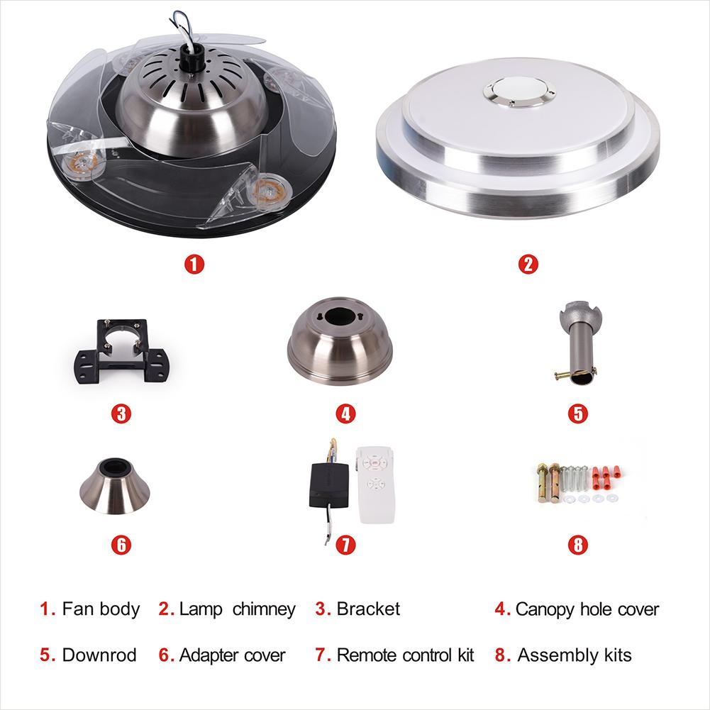 42" Tri-Color Bluetooth Invisible Ceiling Fan Chandelier DS-FZ06