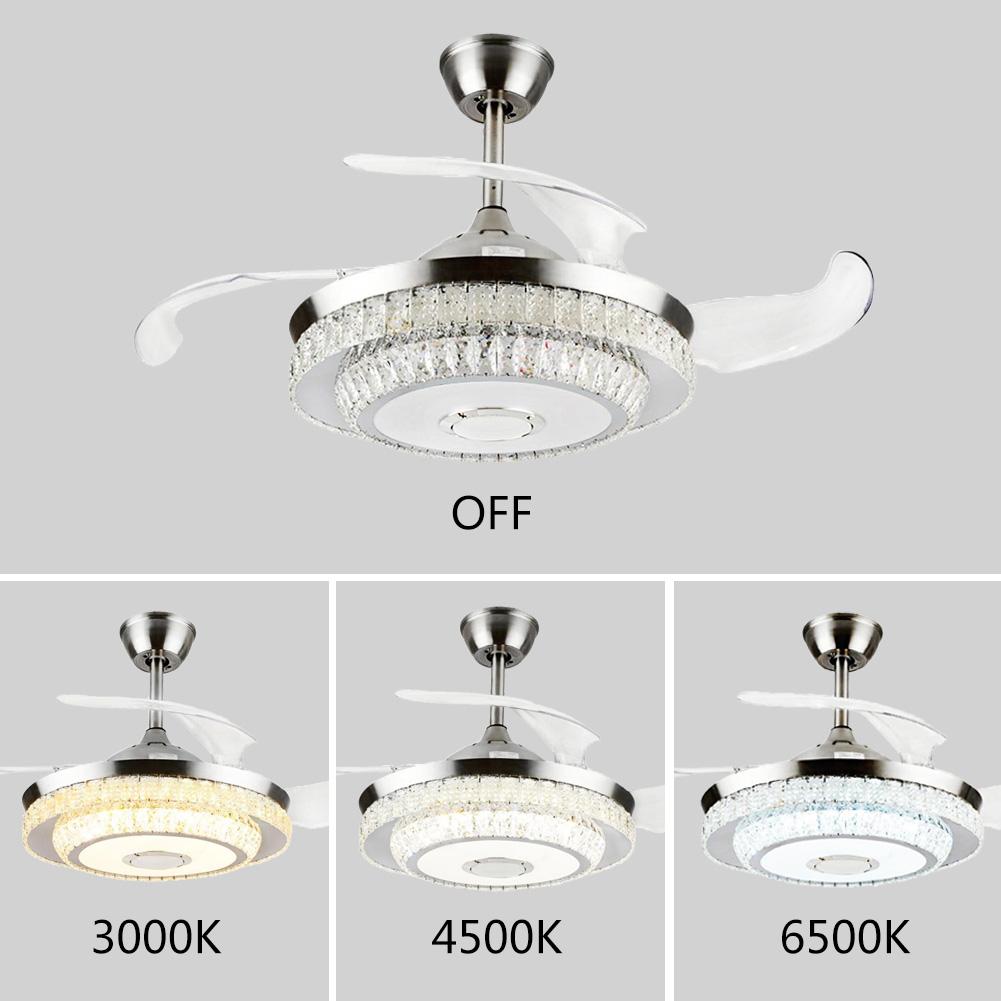 42" Silver Bluetooth Crystal Invisible Ceiling Fan with Light DS-FR19