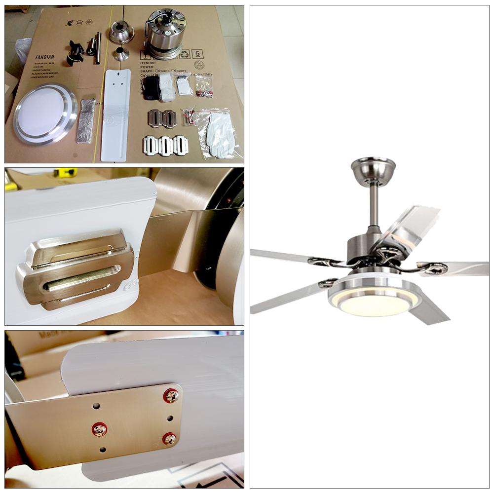 42" 5-Leaf Stainless Steel Three-Tone-Light Fan with Light DS-LN122