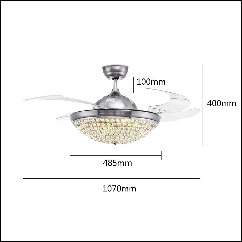 42" Silver Crystal Stealth Ceiling Fan with Light DS-FM75