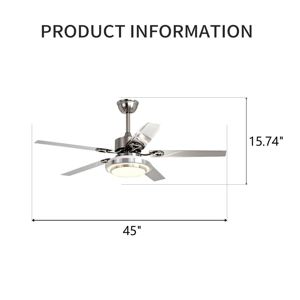 42" 5-Leaf Stainless Steel Three-Tone-Light Fan with Light DS-LN122