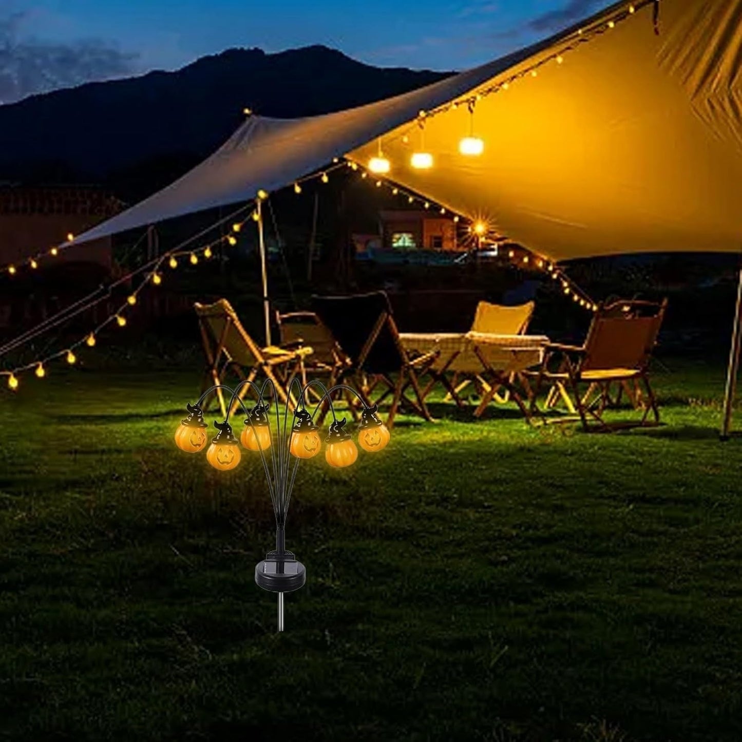 Halloween Pumpkin Lantern Solar Garden Lights for Yard Decoration Solar Ground Plug in Lantern Outdoor Courtyard Atmosphere Decoration Ghost Festival Lantern String