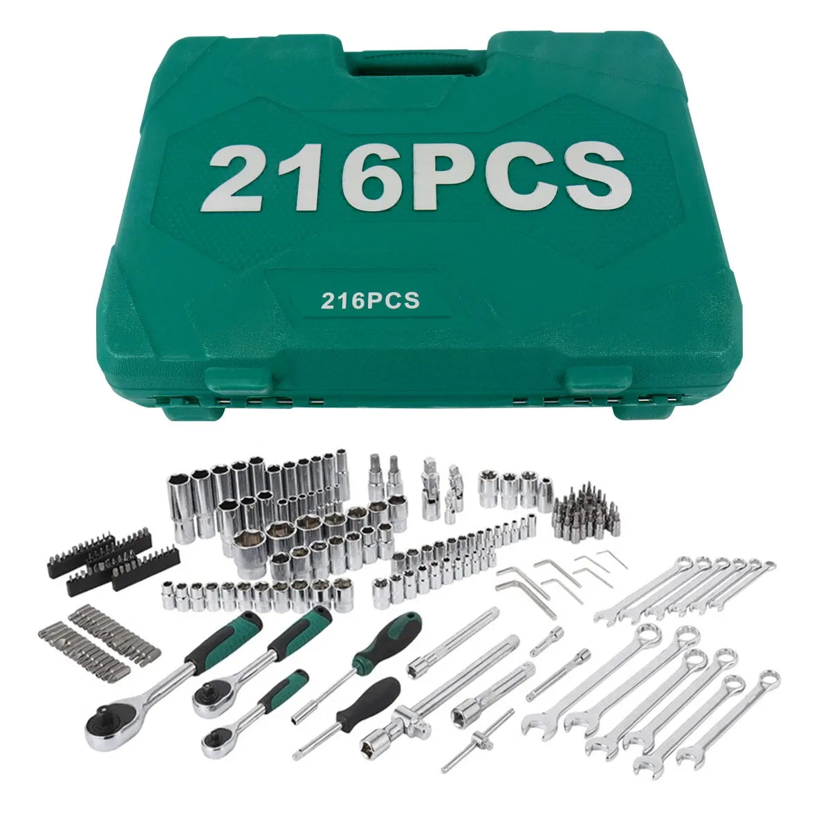 216PCS Socket Set Kit Mechanics Tool Ratchet Wrench Car Repair Tool Set W/ Case
