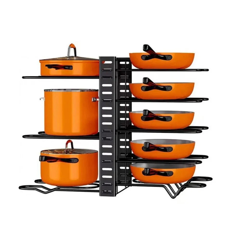 Metal 5/8 Tiers Pan Pot Organizer Bilateral Pot Rack Organizer Kitchen