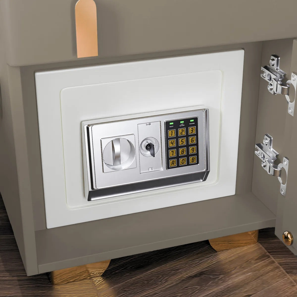 Orange Smart Nightstands with Wireless Charging, USB Port, LED Lights and Speaker