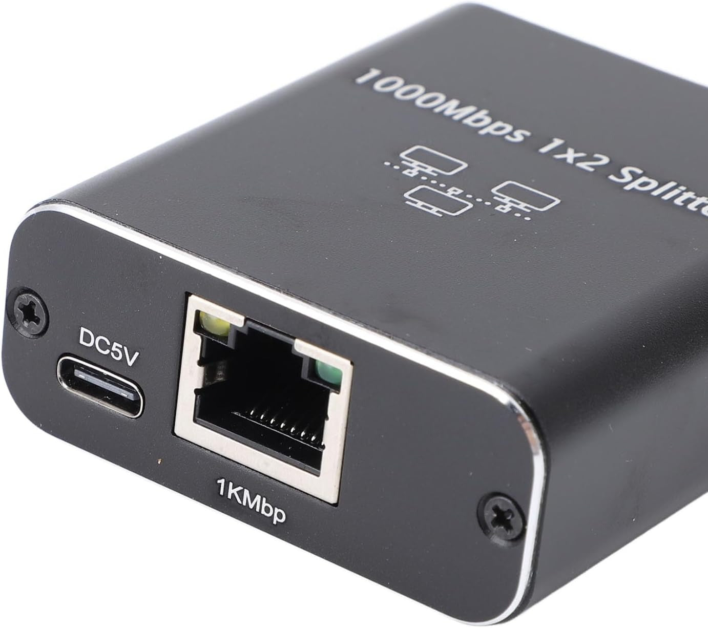 RJ45 Splitter, 1000Mbps Gigabit Ethernet Splitter with USB Power Cable, Aluminum Alloy for Computer, TV, Game Console