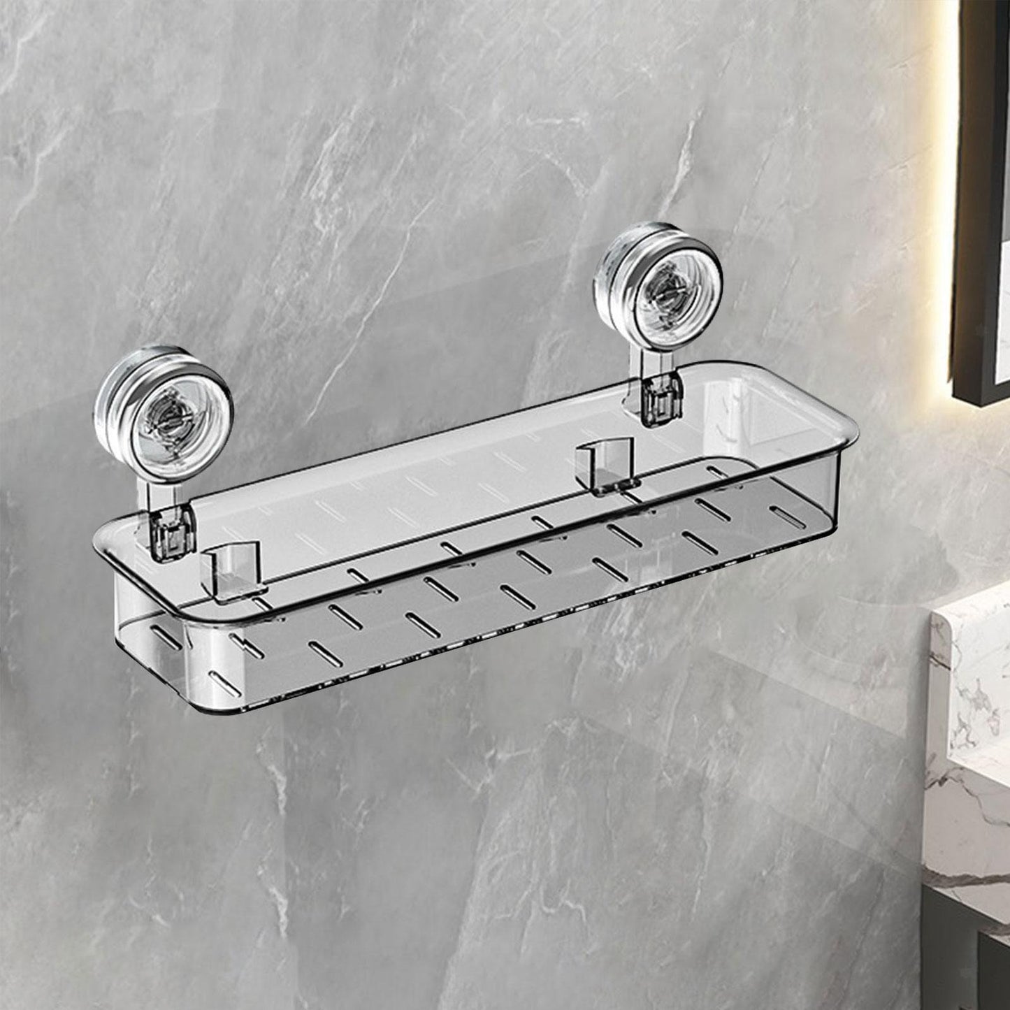 Removable Suction Cup Shower Shelf Kitchen Spice Rack for Laundry Room Accs