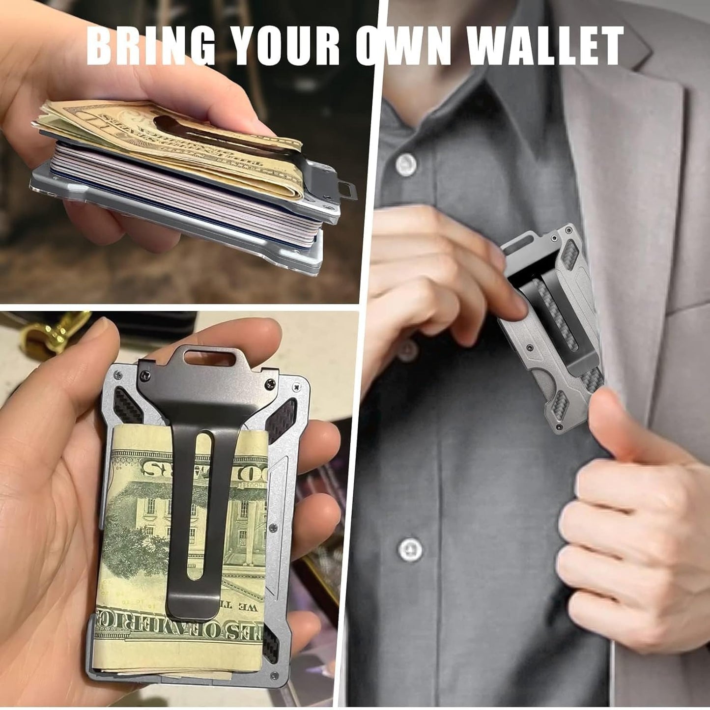 Men Wallet with Airtag Holder, Air Tag Wallet, Minimalist Slim Wallet with Money Clip