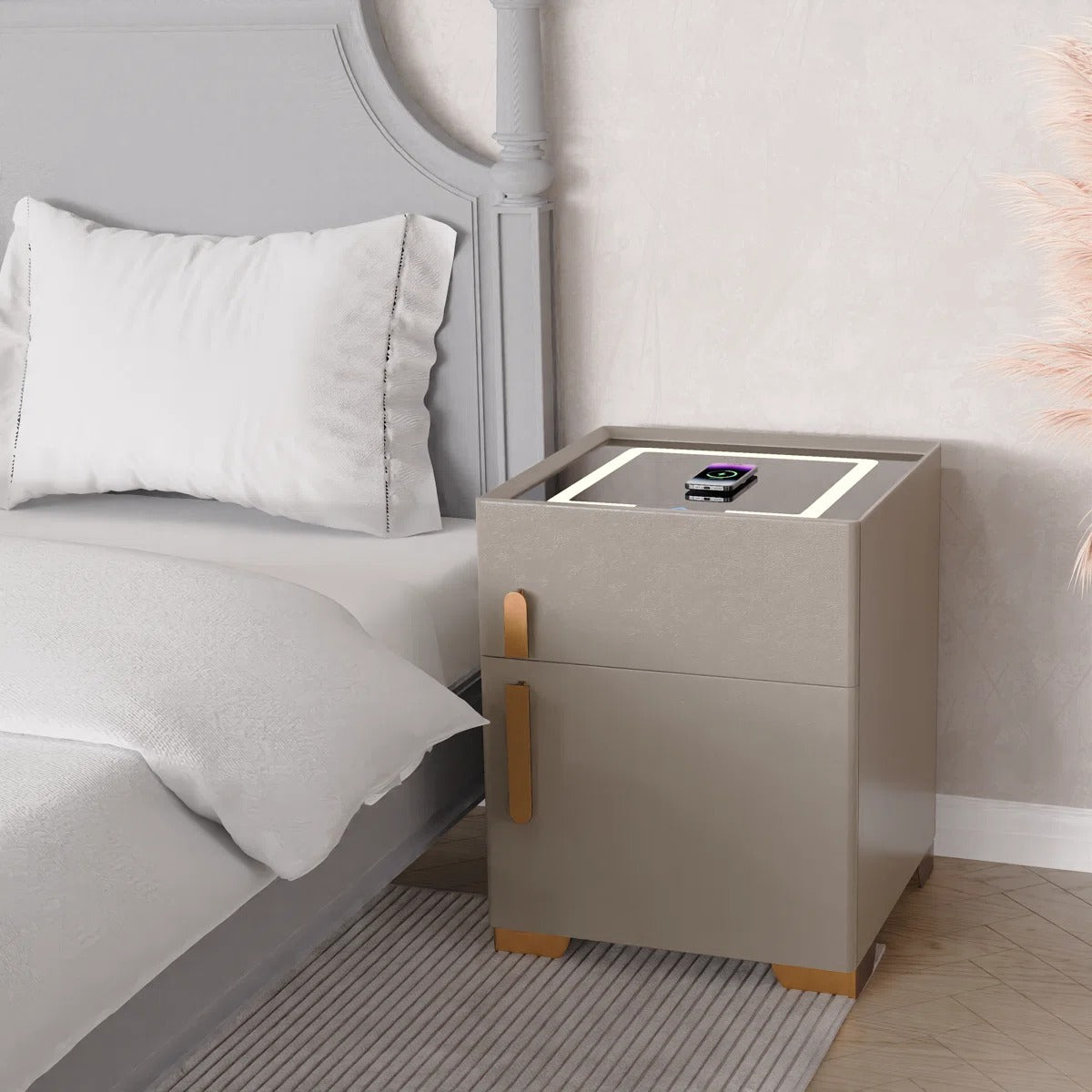 Smart Nightstands with Wireless Charging, USB Port, LED Lights and Speaker
