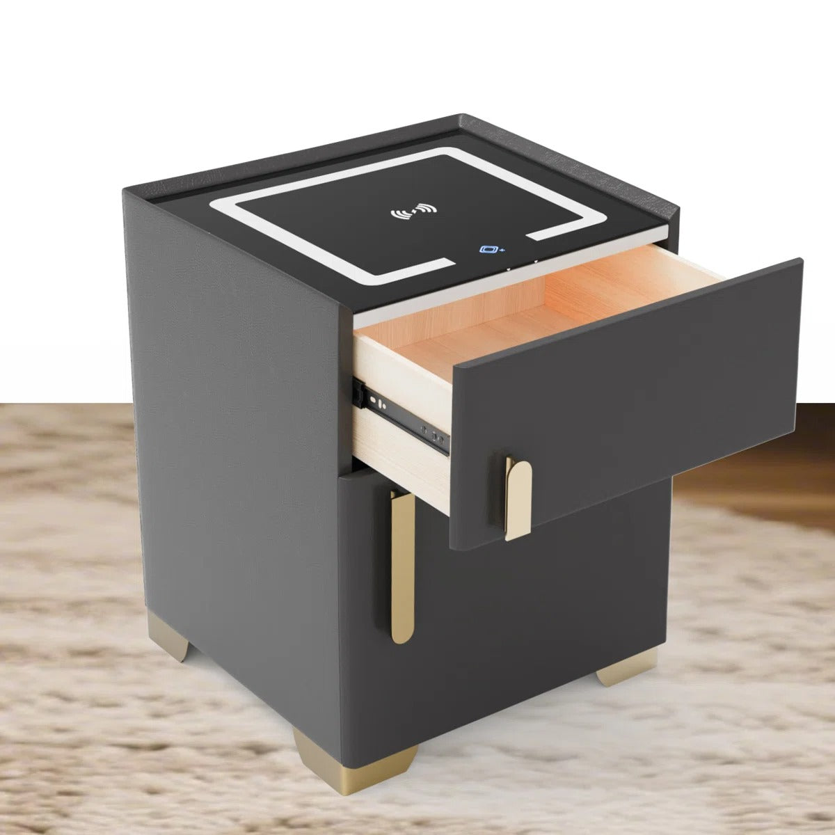 Smart Nightstands with Wireless Charging, USB Port, LED Lights and Speaker