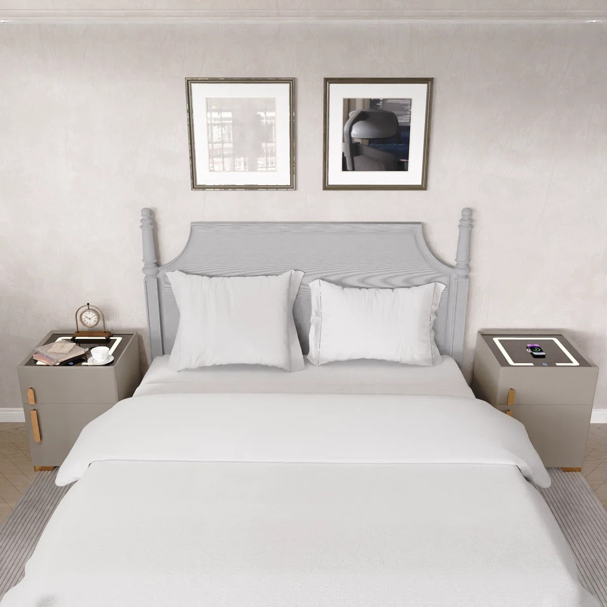 Smart Nightstands with Wireless Charging, USB Port, LED Lights and Speaker