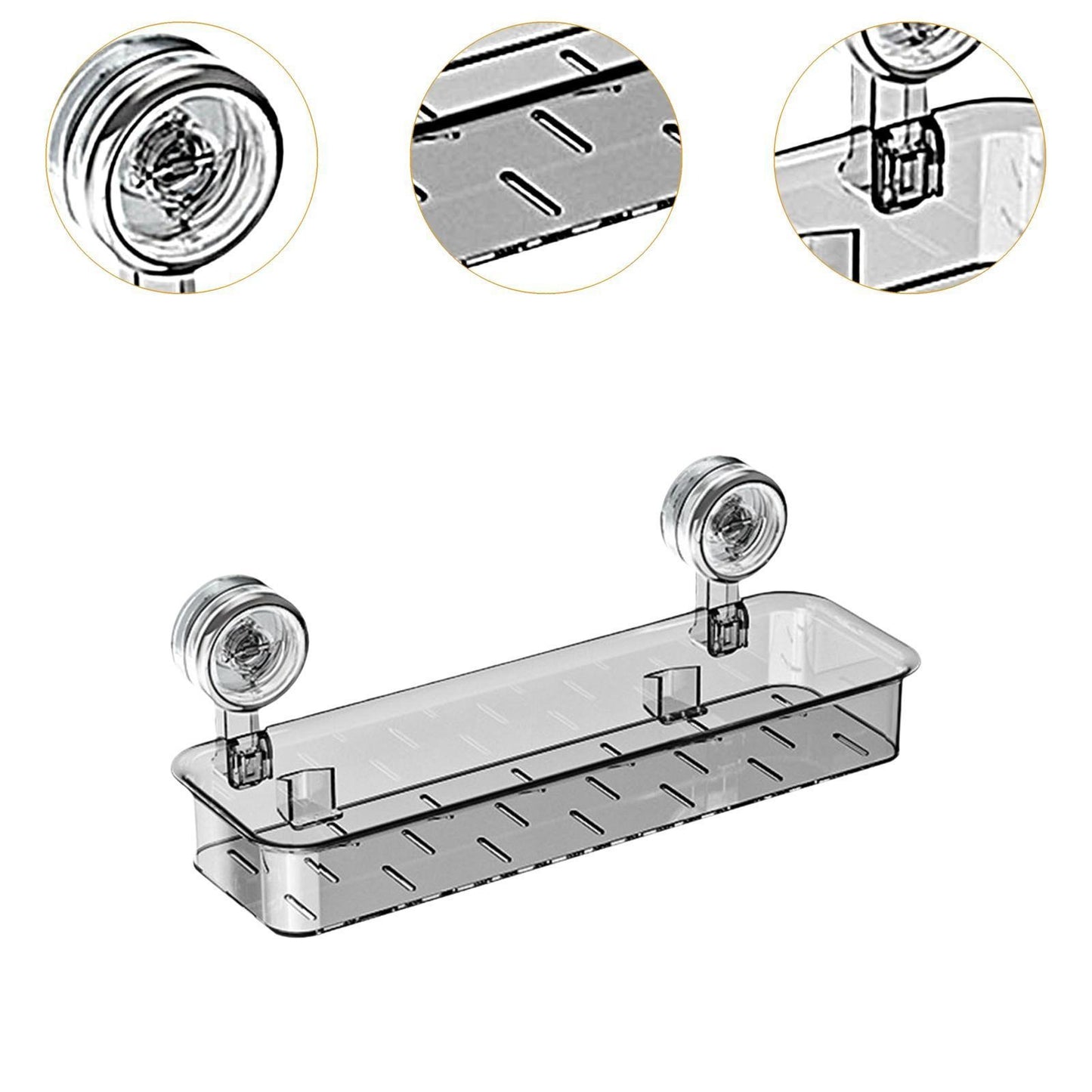 Removable Suction Cup Shower Shelf Kitchen Spice Rack for Laundry Room Accs