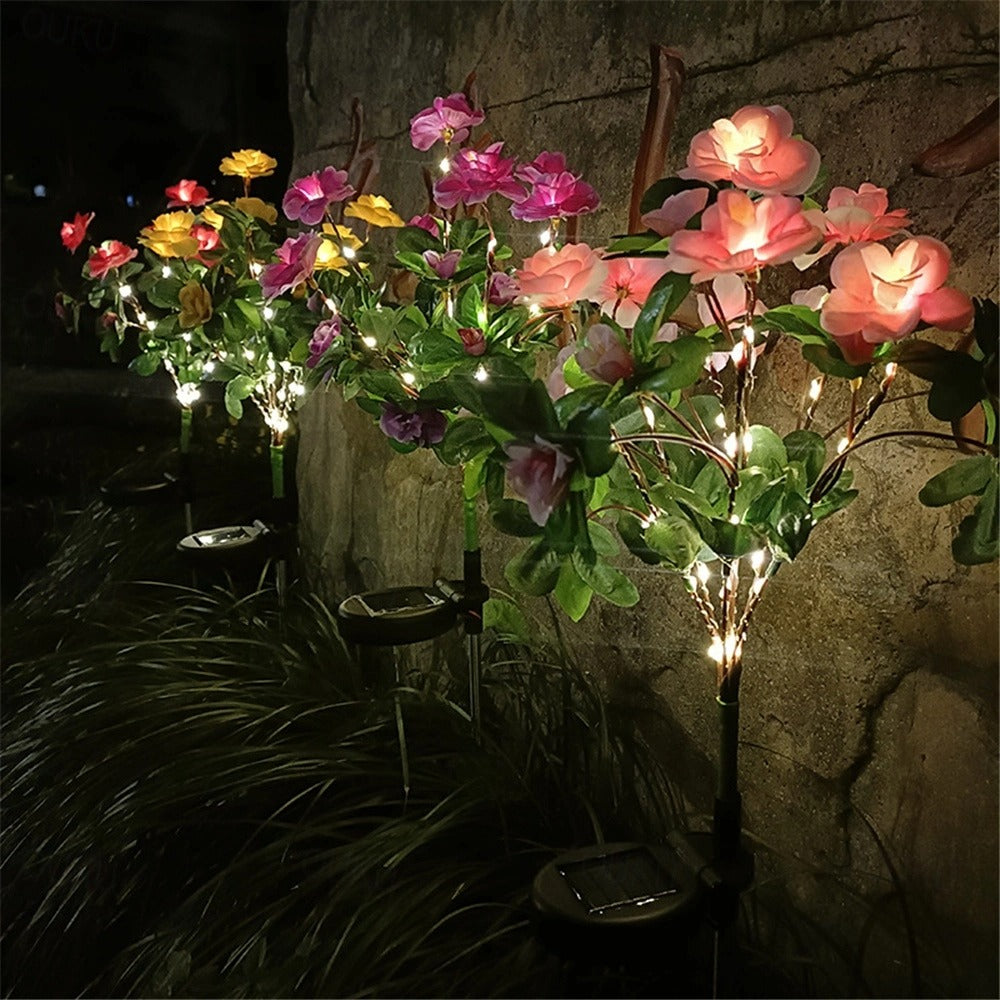 LED Solar Flower Lights Simulated Flower Lamp Garden and Courtyard Holiday Party Decorative Lights