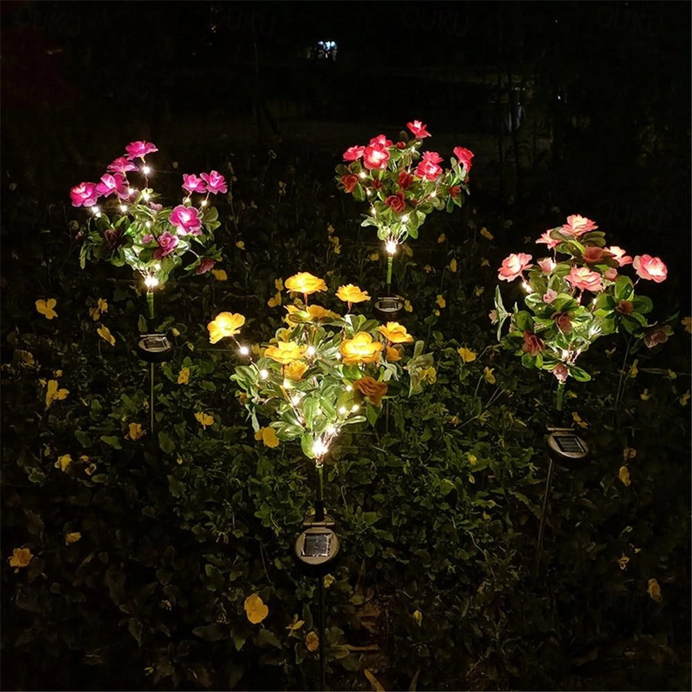LED Solar Flower Lights Simulated Flower Lamp Garden and Courtyard Holiday Party Decorative Lights